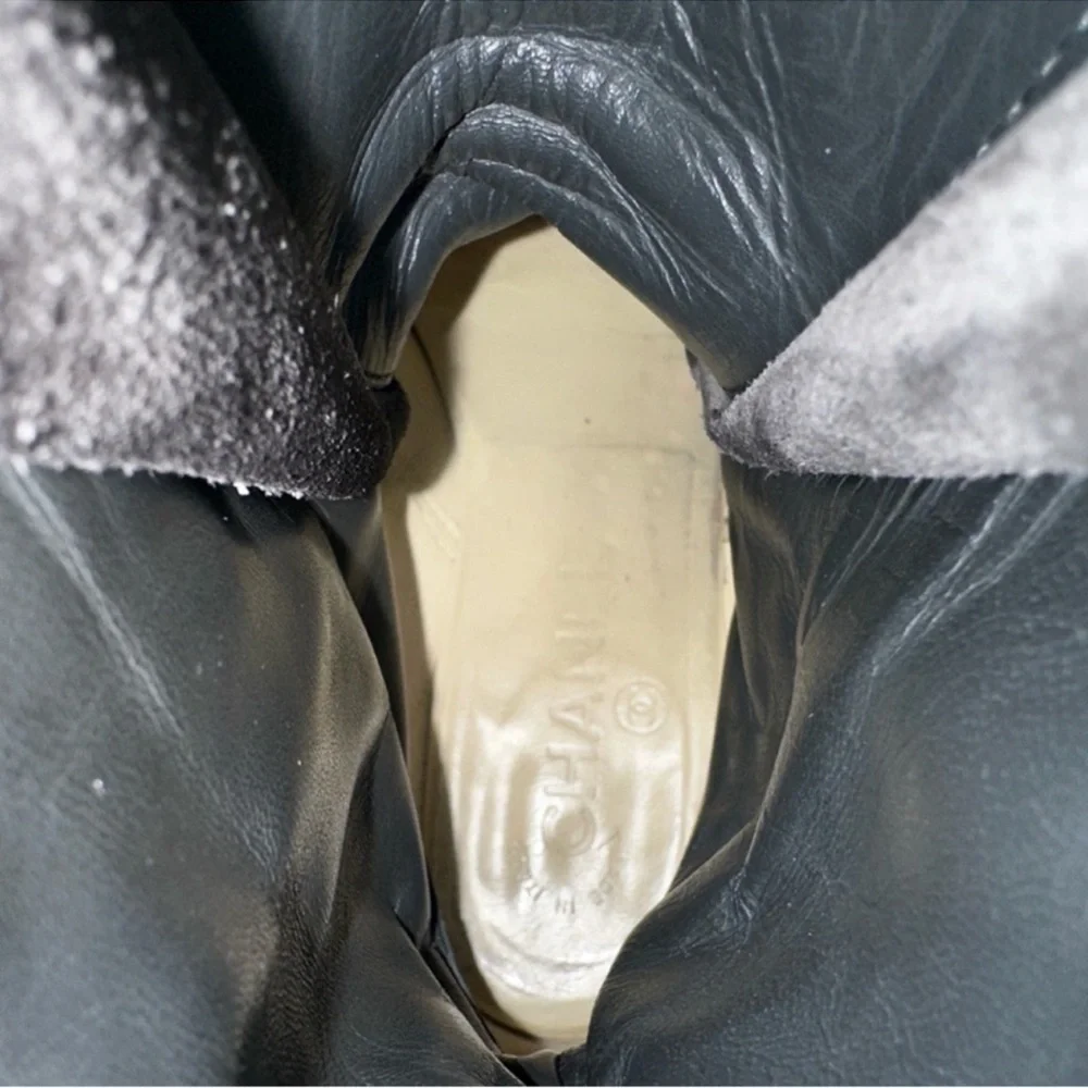 Chanel 2014 Interlocking CC Logo Grey Combat Boots Size 37